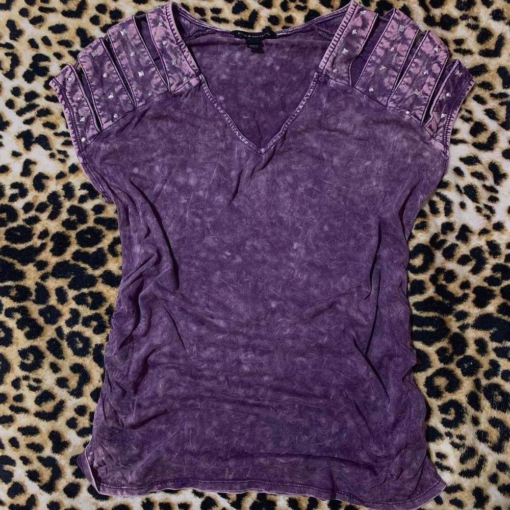 Rock & Republic Purple Studded Shoulder Shirt